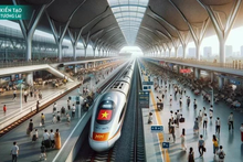 Image illustrative de la future ligne ferroviaire à grande vitesse Nord-Sud utilisant l'application Chat GPT. Photo : VNA.