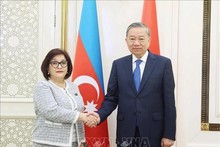 Le secrétaire général du Parti communiste du Vietnam, To Lam, et la présidente de l'Assemblée nationale d'Azerbaïdjan, Sahiba Gafarova. Photo : VNA.