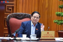 Le Premier ministre Pham Minh Chinh lors de la réunion. Photo : VOV.