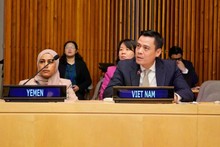 L'ambassadeur Dang Hoang Giang, représentant permanent du Vietnam auprès de l'ONU, prend la parole lors du dialogue. Photo : VNA