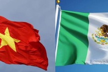 Les drapeaux du Vietnam (à gauche) et du Mexique.