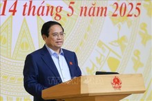 Le Premier ministre Pham Minh Chinh prend la parole lors de la réunion. Photo : VNA.