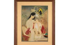 Le tableau « Le bain » du peintre Le Pho (1907 – 2001) a été l’enchère la plus élevée, atteignant 1 560 000 euros. Photo : Aguttes.