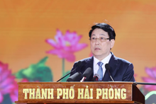 Le président du Vietnam, Luong Cuong, prend la parole lors de la cérémonie. Photo : VNA.