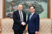 Le vice-Premier ministre et ministre des Affaires étrangères Bùi Thanh Son (à droite) et le président de la Commission des affaires étrangères du Parlement danois, Michael Aastrup Jensen (à gauche). Photo: baoquocte.vn