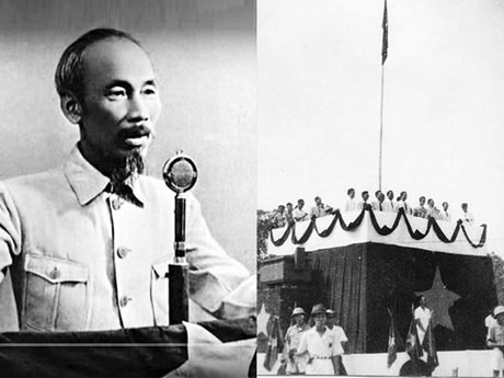 Le Président Hô Chi Minh présente la Déclaration d’indépendance de la République démocratique du Vietnam, l’actuelle République socialiste du Vietnam. Photo d'archives/VNA.