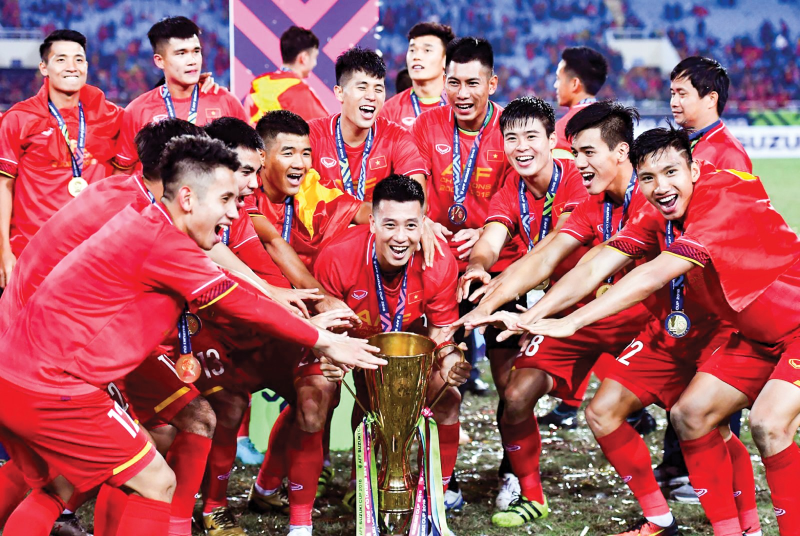 La joie des footballeurs vietnamiens. Photo : Dantri.