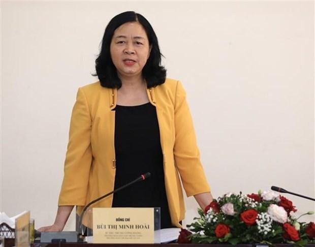 La présidente de la Commission de sensibilisation auprès des masses du Comité central du PCV Bui Thi Minh Hoài. Photo: VNA