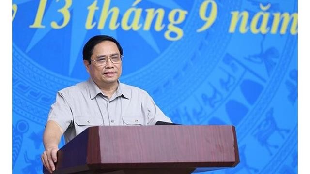 Le Premier ministre Pham Minh Chinh s'exprime lors de la 17e réunion du Comité directeur national de la prévention et du contrôle du Covid-19. Photo : VNA.