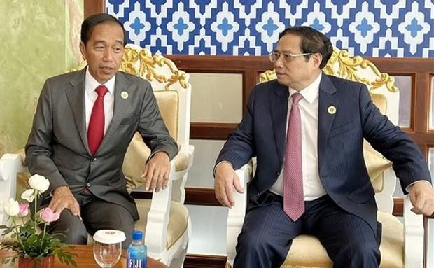 Le Premier ministre vietnamien Pham Minh Chinh (à droite) et le Président indonésien Joko Widodo. Photo : VNA.