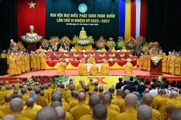 Panorama du 9e Congrès national des délégués de l’Église bouddhique du Vietnam. Photo : VNA.