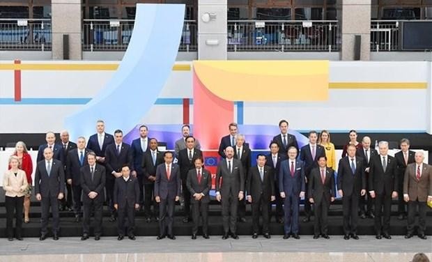 Des dirigeants de l'ASEAN et de l'UE. Photo : VNA.