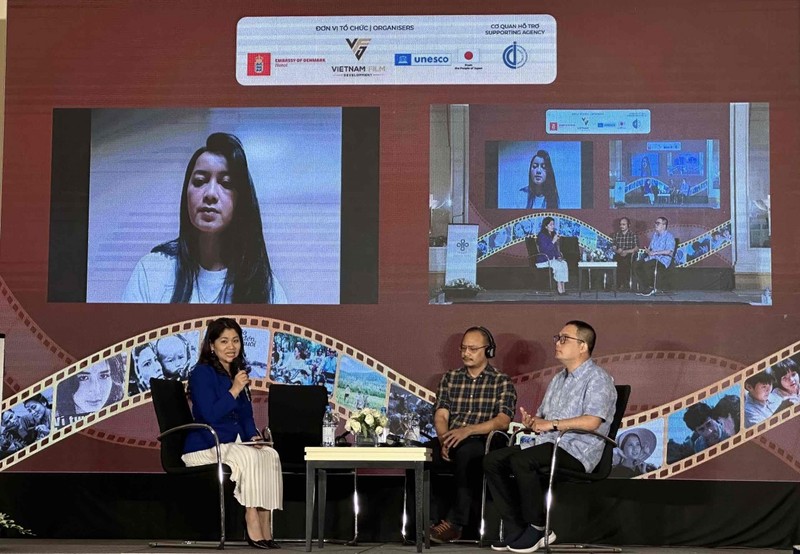 L'atelier international sur les politiques et les mesures de développement de l'industrie cinématographique au Vietnam et en Asie du Sud-Est, le 14 mars à Hanoï. Photo : baoquocte.vn