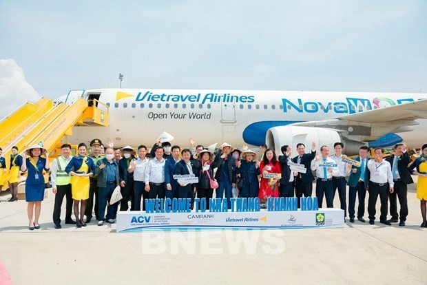 Vietravel Airlines effectue le premier vol charter de Daegu (R de Corée) à Khanh Hoa. Photo : VNA.