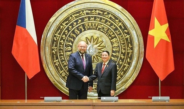 Le Vice-Président de l'AN du Vietnam, Nguyên Duc Hai (à droite) et le Vice-Président de la Chambre des Députés de la République tchèque, Jan Batosek. Photo : VNA.