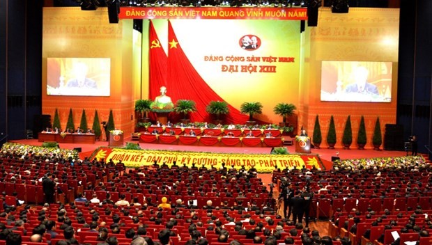 Vue d'ensemble du XIIIe Congrès national du Parti communiste du Vietnam. Photo: VNA