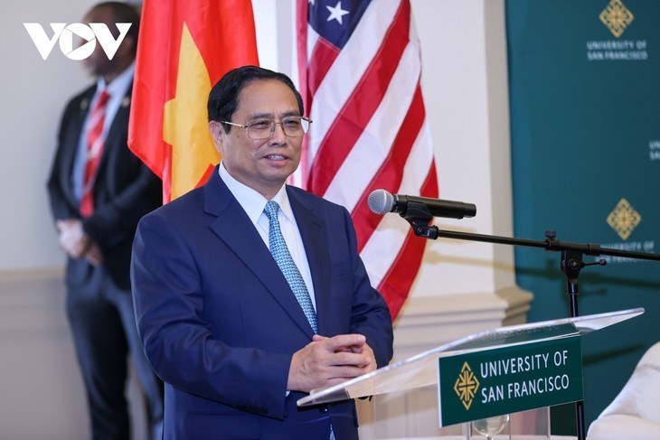 Le Premier ministre vietnamien Pham Minh Chinh prend la parole lors de l'évènement. Photo : VOV.