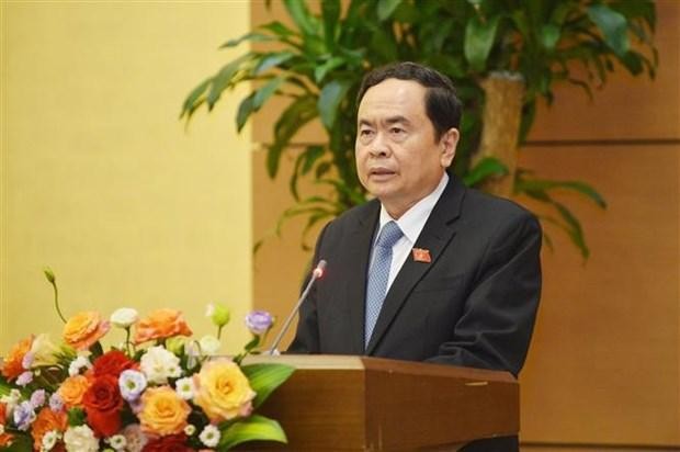 Le vice-président permanent de l’Assemblée nationale du Vietnam, Trân Thanh Mân lors de la rencontre, à Hanoi, le 14 novembre. Photo : VNA.