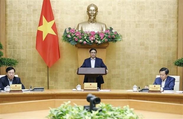 Le Premier ministre Pham Minh Chinh lors de la séance du matin 1er décembre de la réunion périodique de novembre du gouvernement. Photo : VNA.