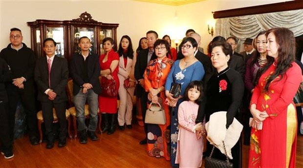 Des Vietnamiens résidant à l’étranger célèbrent le Têt du Chat 2023. Photo : VNA.
