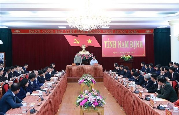 Panorama de la séance de travail entre le PM et les autorités provinciales. Photo : VNA.
