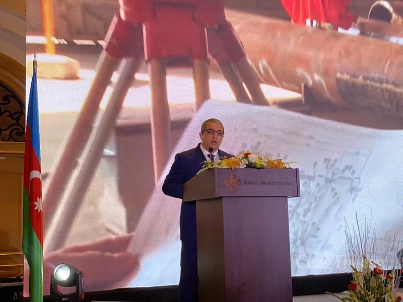 L’ambassadeur d’Azerbaïdjan au Vietnam, Shovgi Mehdizada, prend la parole lors de la céresmonie marquant la Fête nationale azerbaïdjanaise. Photo : Congthuong.vn