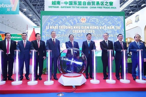 La cérémonie d'inauguration du pavillon du Vietnam lors de l'Exposition Chine-ASEAN en Chine. Photo : VNA