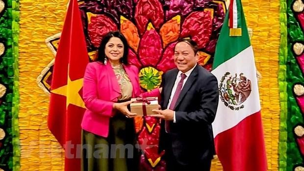 Le ministre vietnamien de la Culture, des Sports et du Tourisme, Nguyên Van Hùng (à droite), et la ministre mexicaine de la Culture, Alejandra Frausto Guerrero. Photo : VNA.