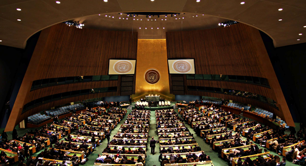 Vue d'une séance de la 77e session de l’Assemblée générale de l’ONU à New York. Source : ONU. 