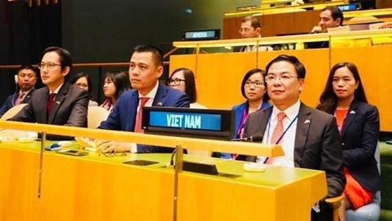 La délégation du Vietnam lors du vote au Conseil des droits de l'homme. Photo: VNA