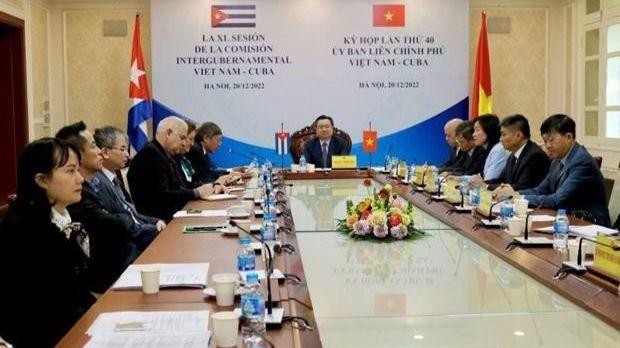 La délégation vietnamienne à la La 40e réunion du Comité intergouvernemental Vietnam - Cuba. Photo : VNA.