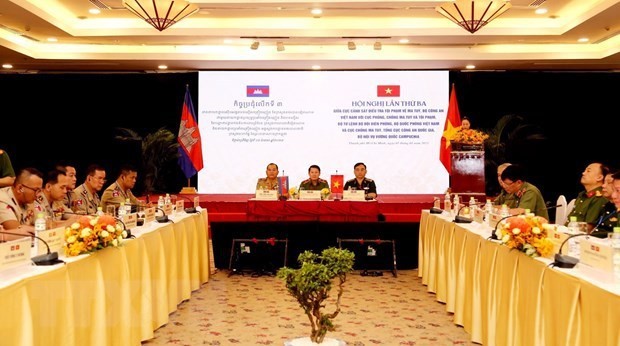 La 3e conférence sur la lutte contre la drogue entre le Vietnam et le Cambodge. Photo : VNA.