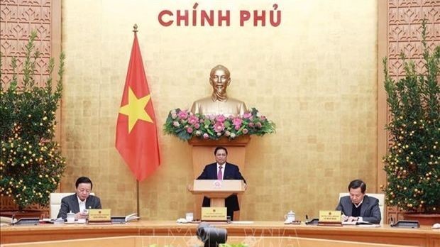 Le Premier ministre Pham Minh Chinh lors de la réunion de la permanence du gouvernement. Photo: VNA