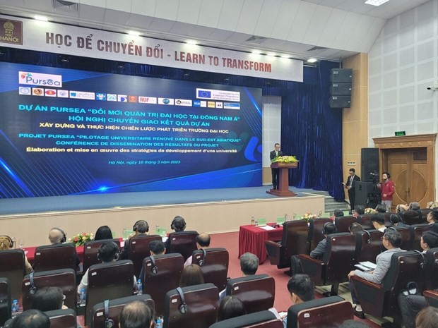 La conférence de dissémination des résultats du projet PURSEA, le 16 mars à l’Université de Hanoï. Photo : VNA.