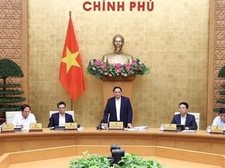 Le Premier ministre Pham Minh Chinh s’exprime lors de la Conférence nationale en ligne sur la communication sur la politique. Photo : VNA.