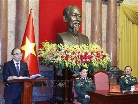 Le Président Nguyen Xuan Phuc lors de la rencontre. Photo: VNA
