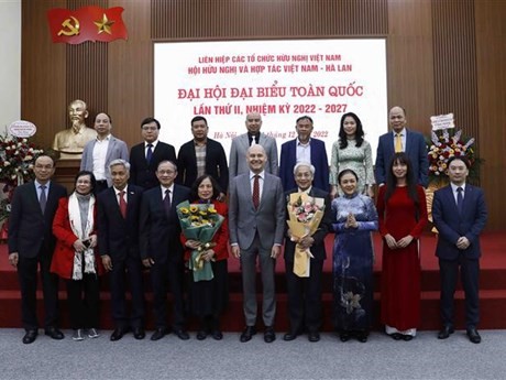 Les membres du Comité exécutif de l'Association d'amitié et de coopération Vietnam - Pays-Bas pour le mandat 2022-2027. Photo : VNA.