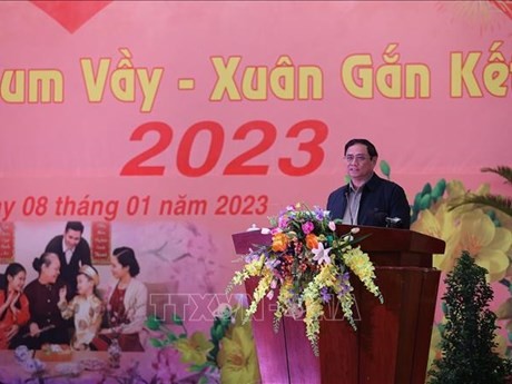 Le Premier ministre Pham Minh Chinh s’exprimant lors du programme, à Phu Yên, le 8 janvier. Photo: VNA