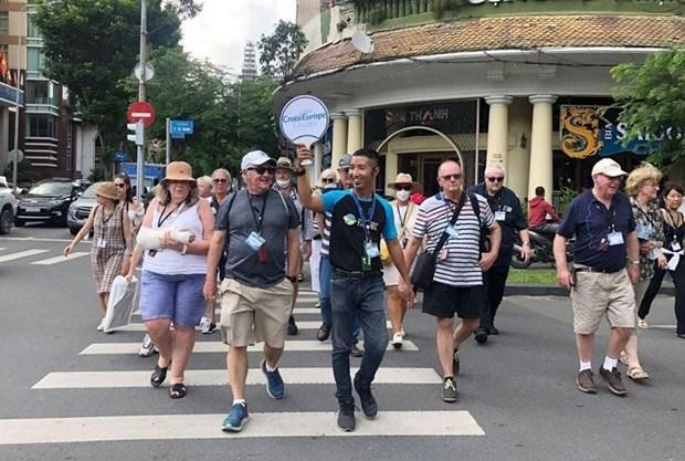 Les touristes étrangers à Hô Chi Minh-Ville. Photo : VNA.