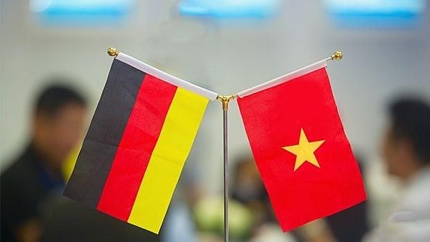 Les drapeaux d'Allemagne et du Vietnam. Photo : VNA.