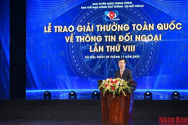 Vo Van Thuong, membre du Bureau Politique, Permanent du Secrétariat du Comité central du Parti communiste du Vietnam, prend la parole. Photo : VNA.