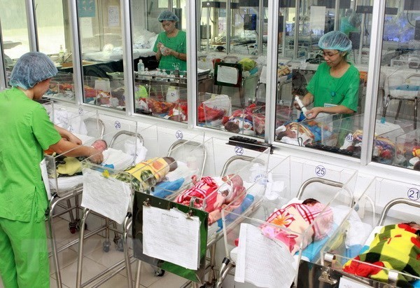 Soin de nouveaux-nés à l'Hôpital central d'obstétrique et de gynécologie de Hanoï. Photo : VNA.