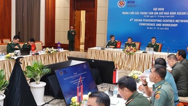 La 8e conférence du réseau des centres de maintien de la paix de l'ASEAN au Vietnam se déroule du 13 au 15 juin. Photo : VNA