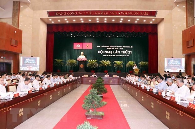 Vue de la 21e conférence du Comité du Parti de Hô Chi Minh-Ville. Photo : VNA