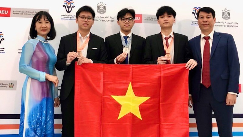 La délégation vietnamienne lors de la 34e Olympiades internationales de biologie. Photo : NDEL.