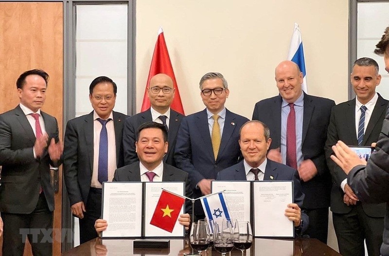 Déclaration sur la conclusion des négociations de l'accord de libre-échange Vietnam-Israël (VIFTA) le 2 avril. Photo : VNA.