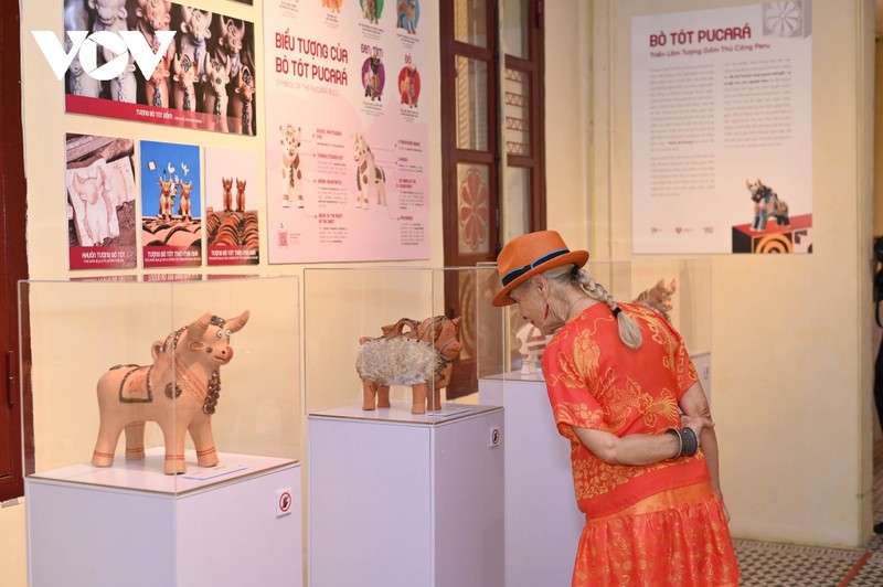 Lors de l’exposition de l’art du taureau du Pérou, inaugurée le 19 septembre à Hanoï. Photo : VOV.