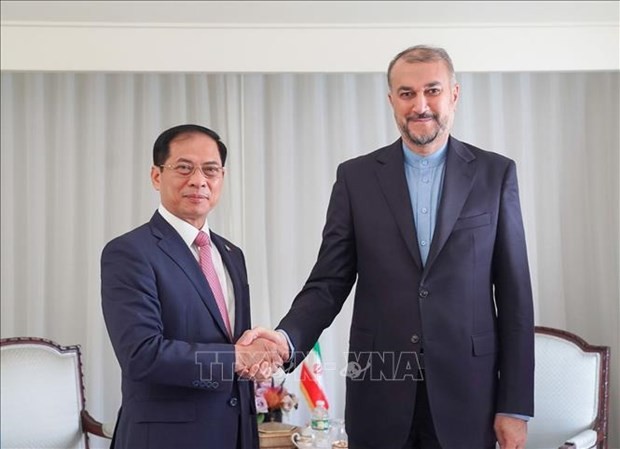 Le ministre des Affaires étrangères (AE) Bui Thanh Son (gauche) et son homologue iranien Hossein Amir Abdollahian. Photo: VNA