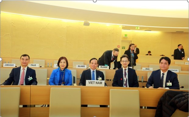 Le Vice-Premier ministre Trân Luu Quang à la tête d'une délégation vietnamienne lors la 52e session du Conseil des Droits de l'homme des Nations Unies à Genève. Photo : VNA.