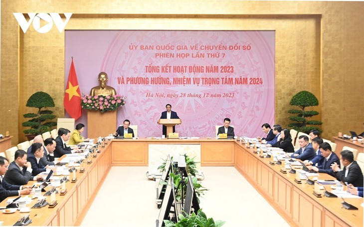 Le PM vietnamien, Pham Minh Chinh, lors de la réunion. Photo : VOV.